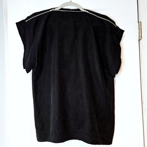NINObrand Black Avant Garde Zip Shoulder Top Size 2